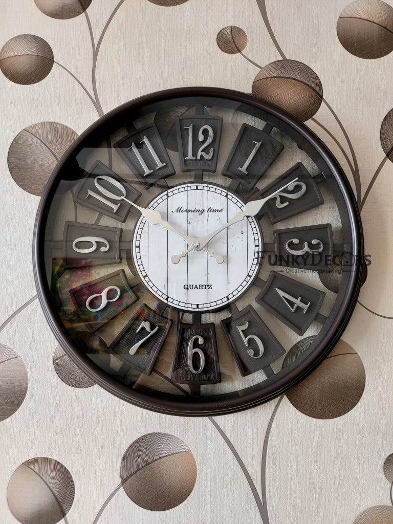 FunkyDecors Vintage Look Multicolor Round Wall Clock Watch Decor For Home Office And Gifts 40 Cm