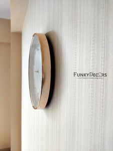 Funkytradition White Golden Minimal Wall Clock Watch Decor For Home Office And Gifts 30 Cm Tall
