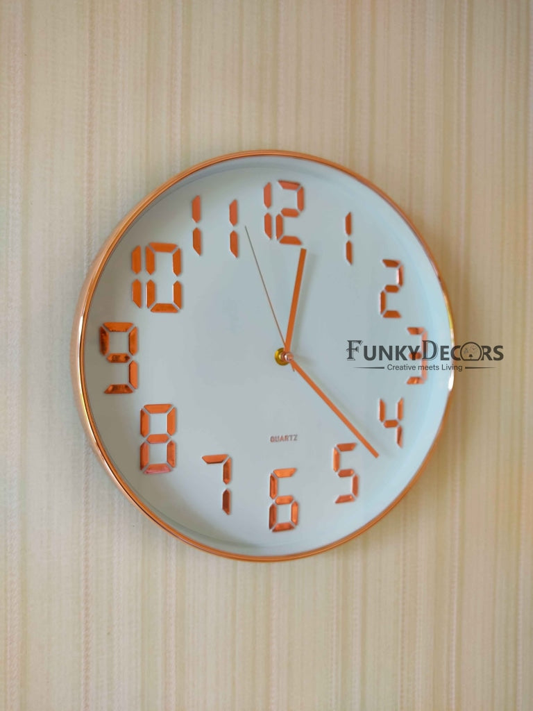 Funkytradition White Golden Minimal Wall Clock Watch Decor For Home Office And Gifts 30 Cm Tall