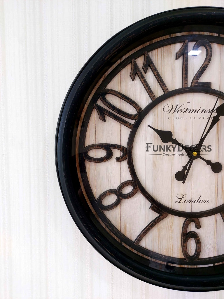 Funkytradition Wooden Texture Designer Wall Clock Watch Decor For Home Office And Gifts 50 Cm Tall