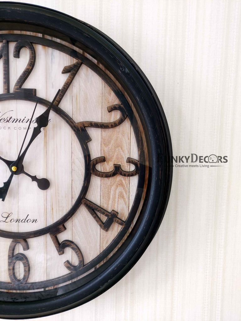 Funkytradition Wooden Texture Designer Wall Clock Watch Decor For Home Office And Gifts 50 Cm Tall