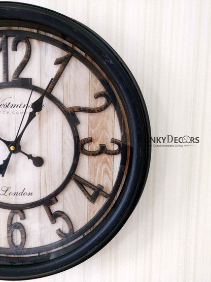 Funkytradition Wooden Texture Designer Wall Clock Watch Decor For Home Office And Gifts 50 Cm Tall