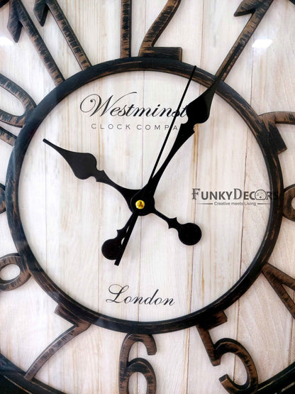 Funkytradition Wooden Texture Designer Wall Clock Watch Decor For Home Office And Gifts 50 Cm Tall