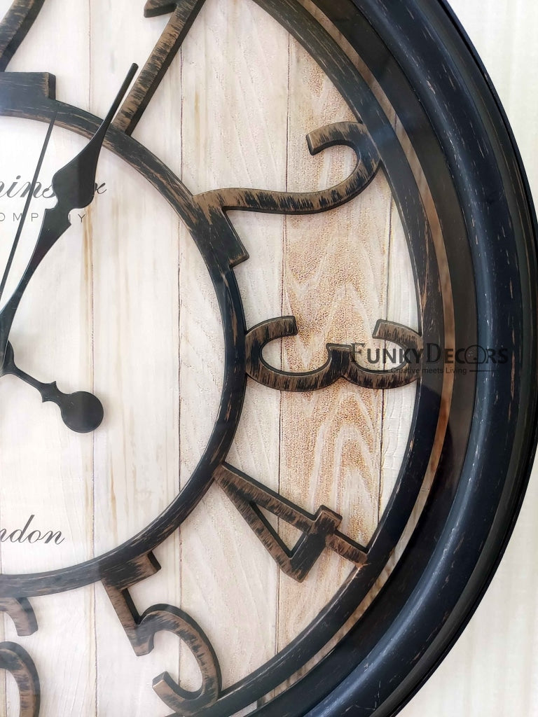 Funkytradition Wooden Texture Designer Wall Clock Watch Decor For Home Office And Gifts 50 Cm Tall