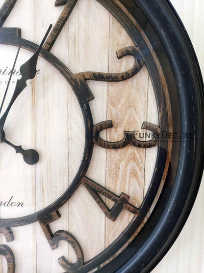 Funkytradition Wooden Texture Designer Wall Clock Watch Decor For Home Office And Gifts 50 Cm Tall