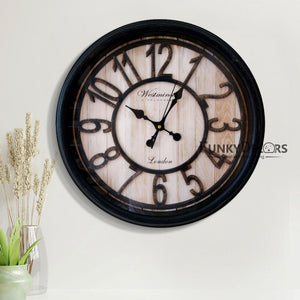 Funkytradition Wooden Texture Designer Wall Clock Watch Decor For Home Office And Gifts 50 Cm Tall