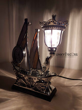 Load image into Gallery viewer, Funkytradition Yellow Flag Vintage Pirates Ship Table Lamp With Alarm Clock For Christmas
