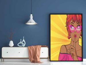 Girl Pop Art Frame For Wall Decor- Funkydecors Xs / Black Posters Prints & Visual Artwork