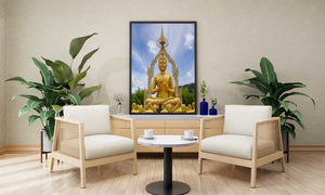 Golden Buddha - Spiritual Art Frame For Wall Decor- Funkydecors Xs / Black Posters Prints & Visual