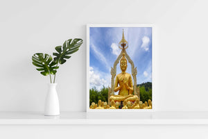 Golden Buddha - Spiritual Art Frame For Wall Decor- Funkydecors Xs / White Posters Prints & Visual