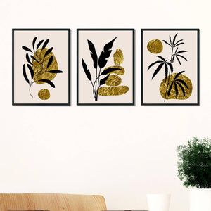 Golden Spot - Minimal 3 Panels Art Frame For Wall Decor- Funkydecors Xs / Black Posters Prints &