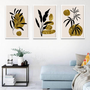 Golden Spot - Minimal 3 Panels Art Frame For Wall Decor- Funkydecors Xs / White Posters Prints &