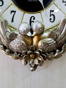 Green Grey Designer Vintage Style Lover Birds Marble Wall Clock For Home Office Decor And Gifts 62