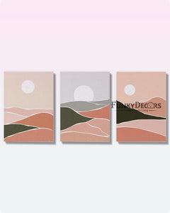 Land Of Shades - Abstract 3 Panels Art Frame For Wall Decor- Funkydecors Posters Prints & Visual