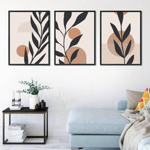 Load image into Gallery viewer, Leaf Prints - Miinimal 3 Panels Art Frame For Wall Decor- Funkydecors Xs / Black Posters &amp; Visual
