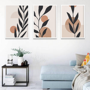 Leaf Prints - Miinimal 3 Panels Art Frame For Wall Decor- Funkydecors Xs / White Posters & Visual