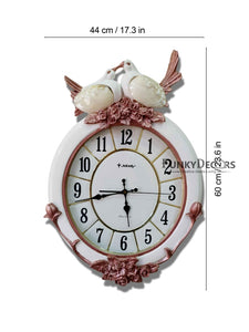 Love Birds Marble Wall Clock For Home Office Decor And Gifts 60 Cm Tall- Funkydecors Clocks