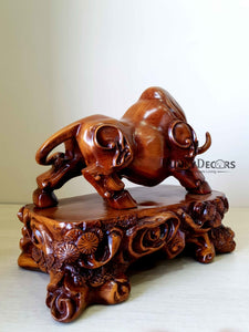 Lucky Feng Shui Bull Sculpture In Brown Decorative Showpiece Animal Figurine- Funkydecors Figurines