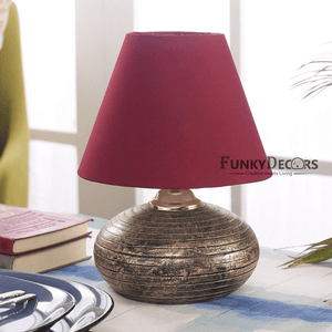 Maroon Fabric Shade Table Lamp For Christmas Anniversary Birthday Gift Home And Office Decor Lamps