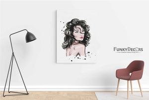Messy Hair Women Fashion Art Frame For Wall Decor- Funkydecors Posters Prints & Visual Artwork