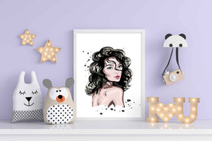 Messy Hair Women Fashion Art Frame For Wall Decor- Funkydecors Xs / White Posters Prints & Visual