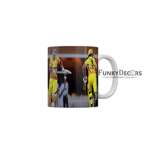 MS Dhoni and Suresh Raina CSK Coffee Ceramic Mug 350 ML-FunkyDecors