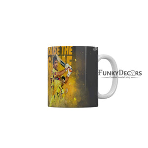 MS Dhoni Raise the game CSK Team Coffee Ceramic Mug 350 ML-FunkyDecors