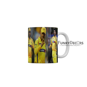 MS Dhoni Sir Jadeja and Suresh Raina CSK Coffee Ceramic Mug 350 ML-FunkyDecors
