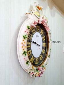 Multicolor Love Birds Marble Wall Clock For Home Office Décor And Gifts 70 Cm Tall- Funkydecors