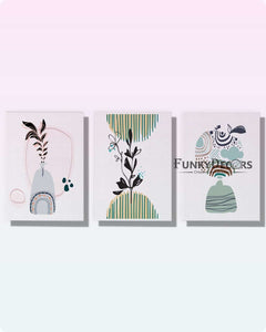 Quirky Abstract 3 Panels Art Frame For Wall Decor- Funkydecors Posters Prints & Visual Artwork