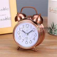Load image into Gallery viewer, Red Bronze Retro Style Alarm Kids Room Table Clock For Home And Office Decor-Funkydecors Clocks
