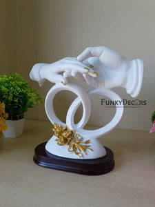 Romantic Made For Each Other Wedding Proposal Engagement Ring Couples Holding Hand Statue Decorative