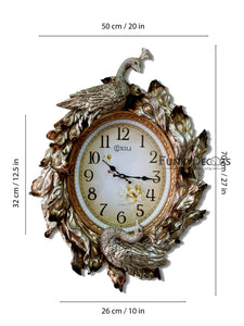 Rose Golden Designer Peacock Vintage Style Marble Wall Clock For Home Office Decor And Gifts 70 Cm