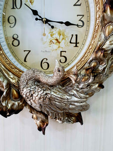 Rose Golden Designer Peacock Vintage Style Marble Wall Clock For Home Office Decor And Gifts 70 Cm