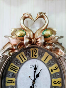 Rose Golden Love Birds Marble Wall Clock For Home Office Décor And Gifts 70 Cm Tall- Funkydecors