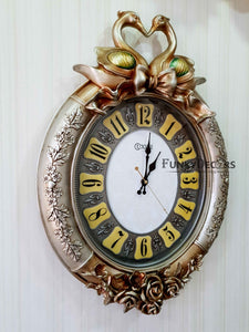 Rose Golden Love Birds Marble Wall Clock For Home Office Décor And Gifts 70 Cm Tall- Funkydecors