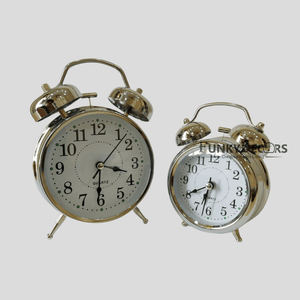 Silver Royal Retro Style Alarm Kids Room Table Clock-Funkydecors Clocks