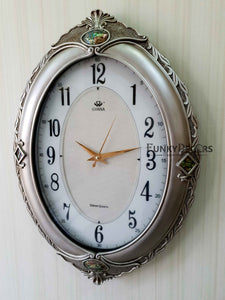 Silver Vintage Gems Marble Wall Clock For Home Office Décor And Gifts 65 Cm Tall- Funkydecors Clocks