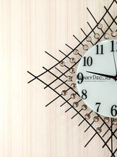 Load image into Gallery viewer, Stylish Flora Diamond Studded Silent Movement Pendulum Metal Wall Clock- Funkytradition Clocks
