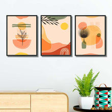 Load image into Gallery viewer, Summer Blossom - Abstract 3 Panels Art Frame For Wall Decor- Funkydecors Xs / Black Posters Prints &amp;
