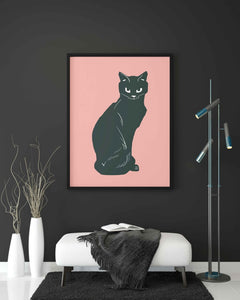 The Witchs Cat - Animal Art Frame For Wall Decor- Funkydecors Xs / Black Posters Prints & Visual