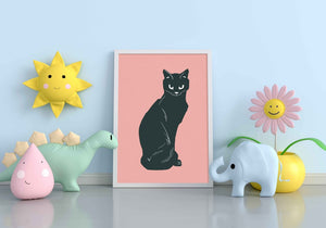 The Witchs Cat - Animal Art Frame For Wall Decor- Funkydecors Xs / White Posters Prints & Visual