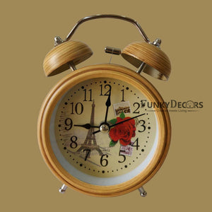 Wooden Texture Assorted Design Royal Retro Style Alarm Kids Room Table Clock-Funkydecors Clocks