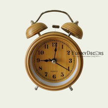 Load image into Gallery viewer, Wooden Texture Assorted Design Royal Retro Style Alarm Kids Room Table Clock-Funkydecors Clocks
