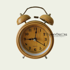 Wooden Texture Assorted Design Royal Retro Style Alarm Kids Room Table Clock-Funkydecors Clocks