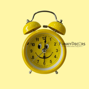 Yellow Smiley Royal Retro Style Alarm Kids Room Table Clock-Funkydecors Clocks
