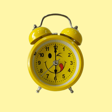Load image into Gallery viewer, Yellow Smiley Royal Retro Style Alarm Kids Room Table Clock-Funkydecors Small Clocks
