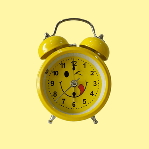 Yellow Smiley Royal Retro Style Alarm Kids Room Table Clock-Funkydecors Small Clocks